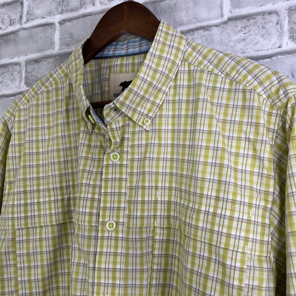 Dakota Grizzly Dull Yellow Plaid Polyester Blend Button Outdoor Shirt MENS Large - Picture 2 of 8